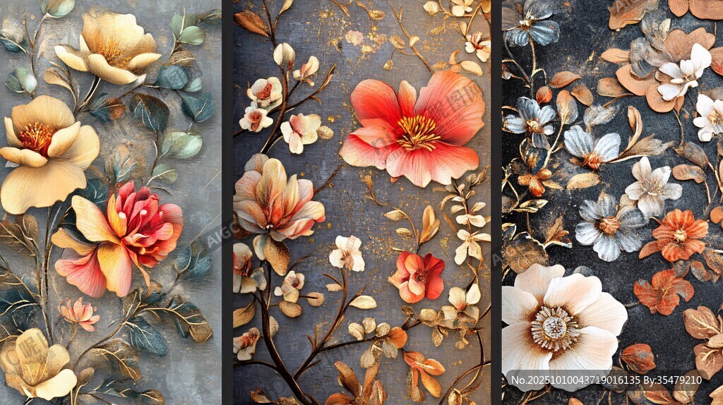 復古花卉浮雕藝術(shù)圖案