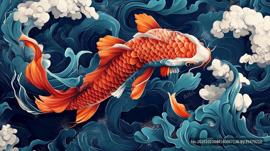 錦鯉躍浪 盡顯靈動(dòng)之美