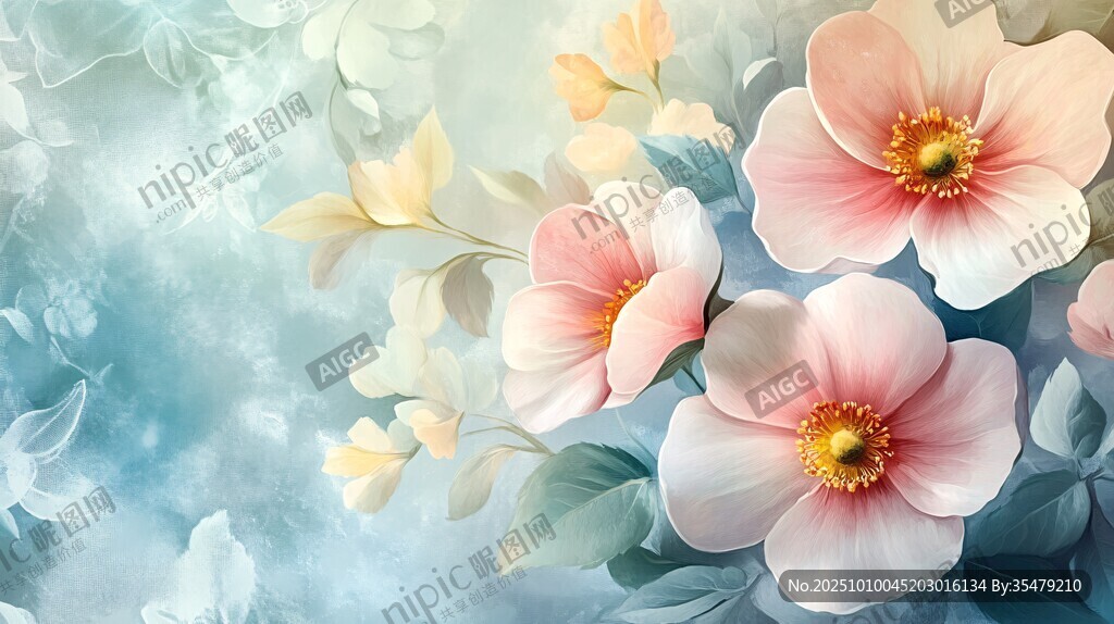 夢(mèng)幻粉色花卉唯美畫面