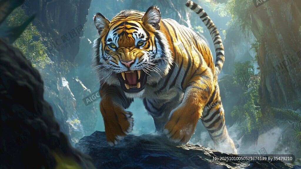 山林猛虎怒吼氣勢驚人