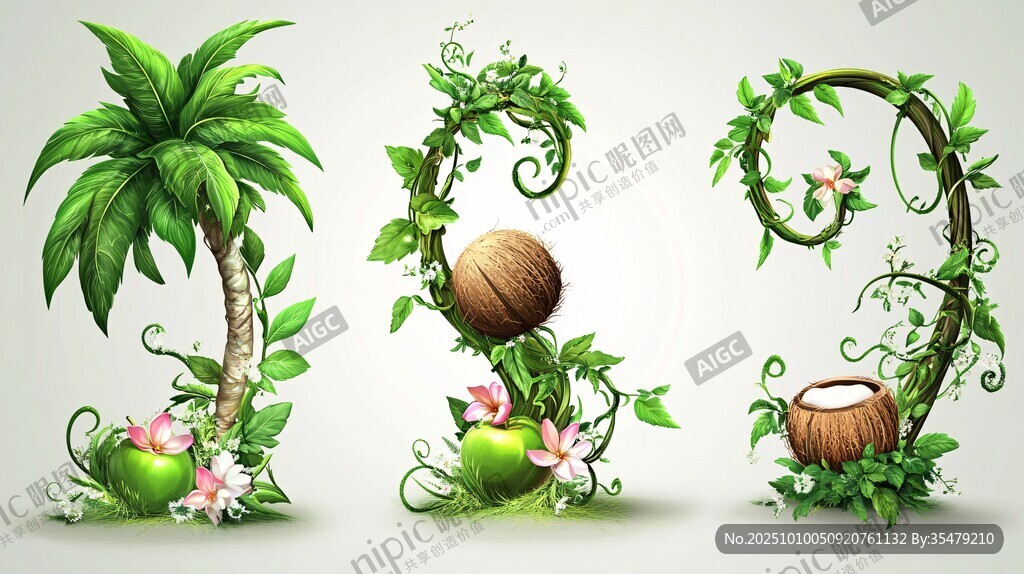 植物藤蔓構(gòu)成的數(shù)字圖案