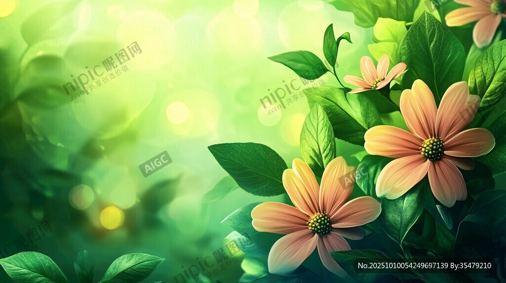 春日繁花綠意盎然美景