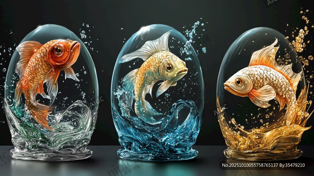玻璃金魚擺件 靈動藝術之美