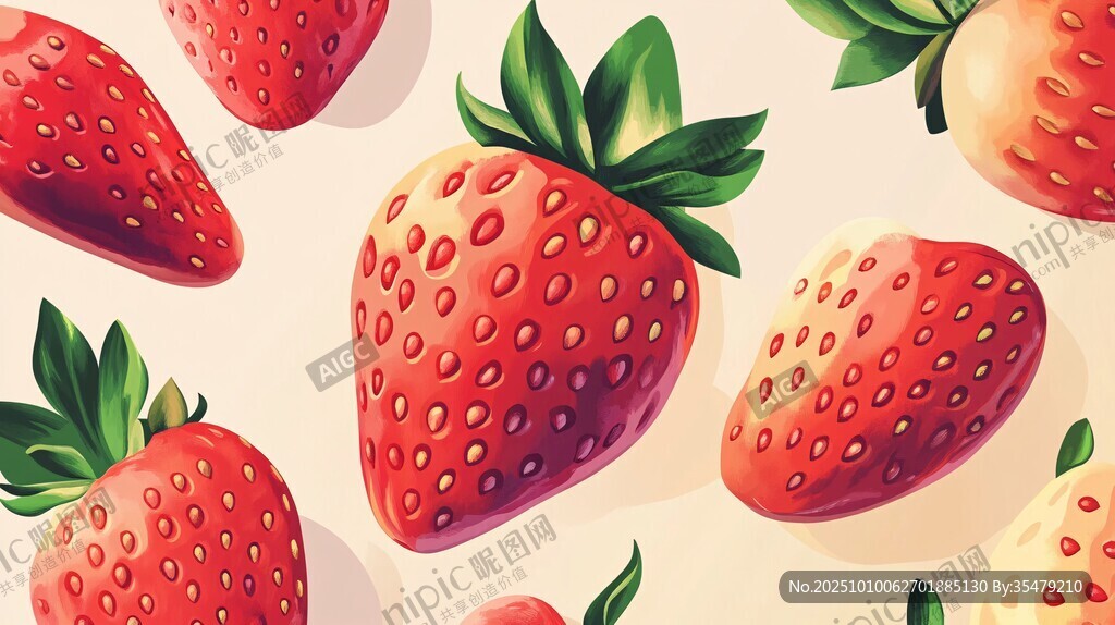 草莓圖案 清新可愛水果插畫