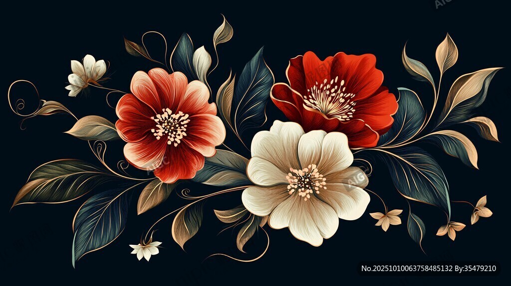 復(fù)古花卉插畫 絢麗多姿