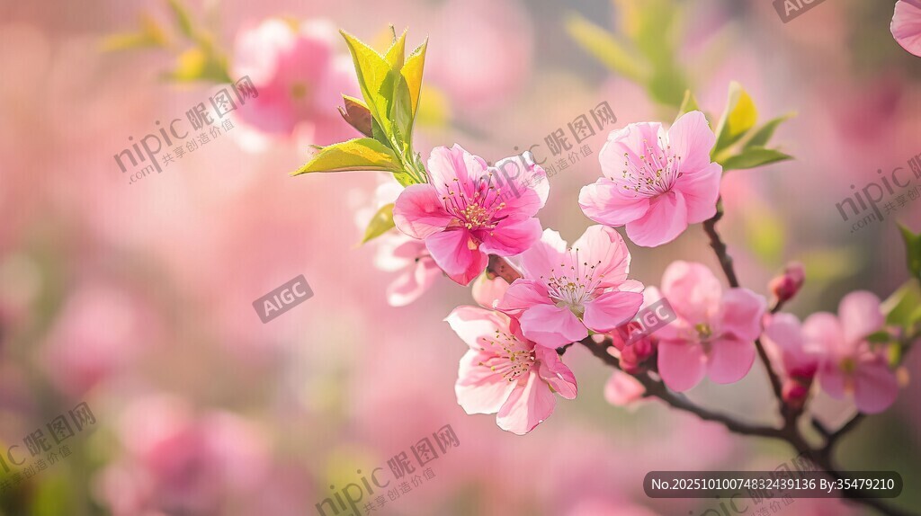 粉嫩桃花枝頭綻