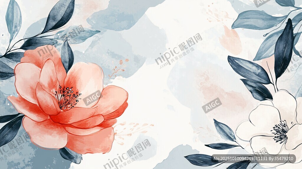 水彩花卉背景圖