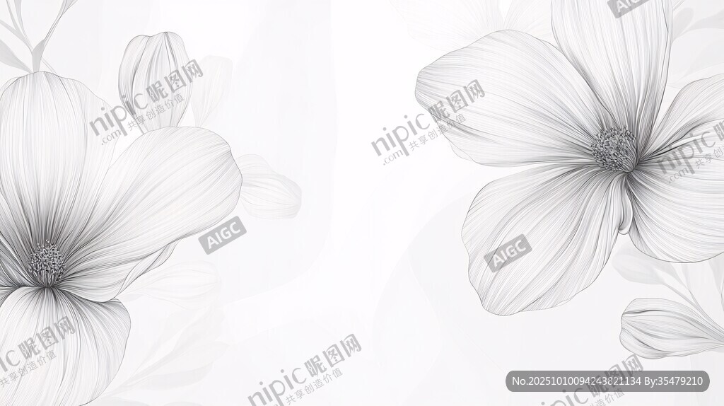 素雅花卉线条画 素雅花卉线条画