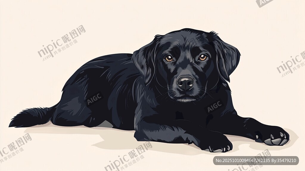 趴著的黑色拉布拉多犬