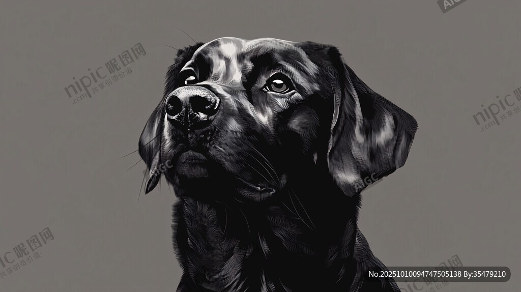 黑色拉布拉多犬肖像特寫