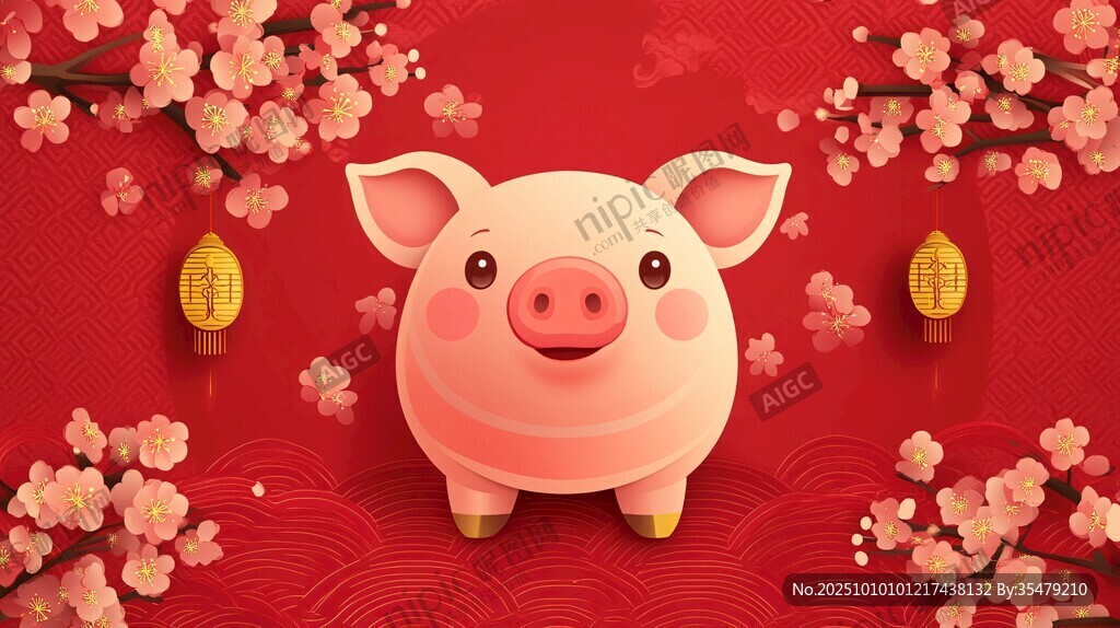 萌趣小豬賀歲 喜慶中國風