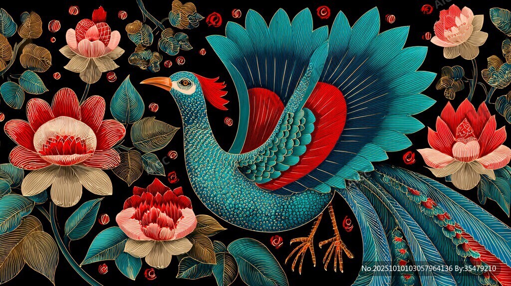 鳳凰棲花圖