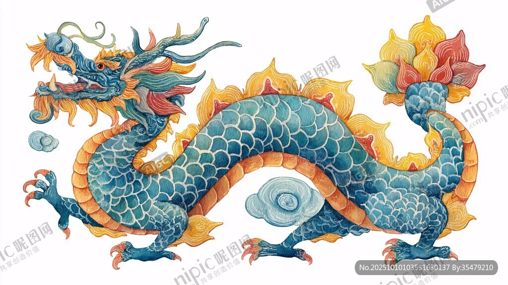 彩色祥瑞龍圖