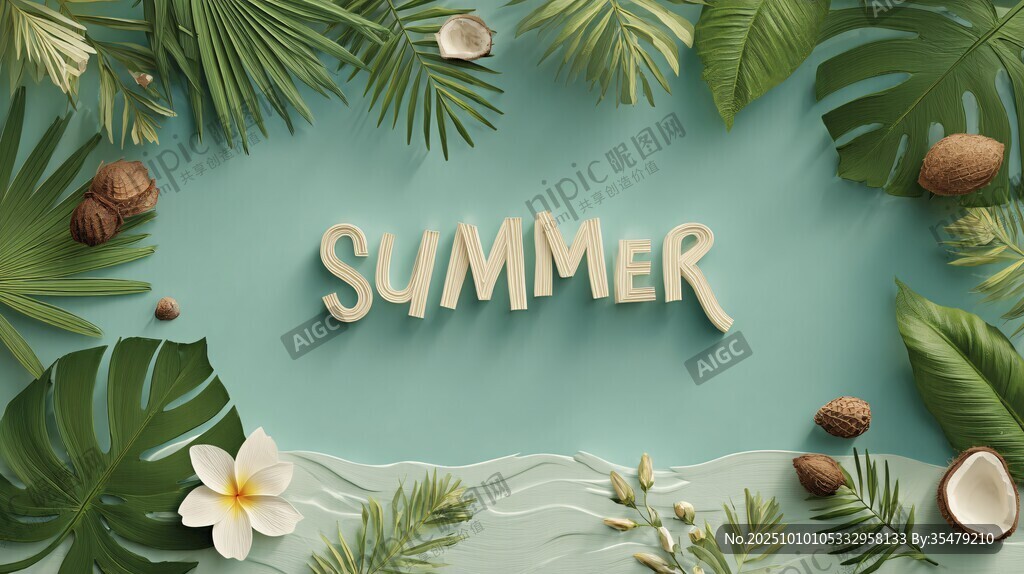 夏日風(fēng)情 清新綠植與文字