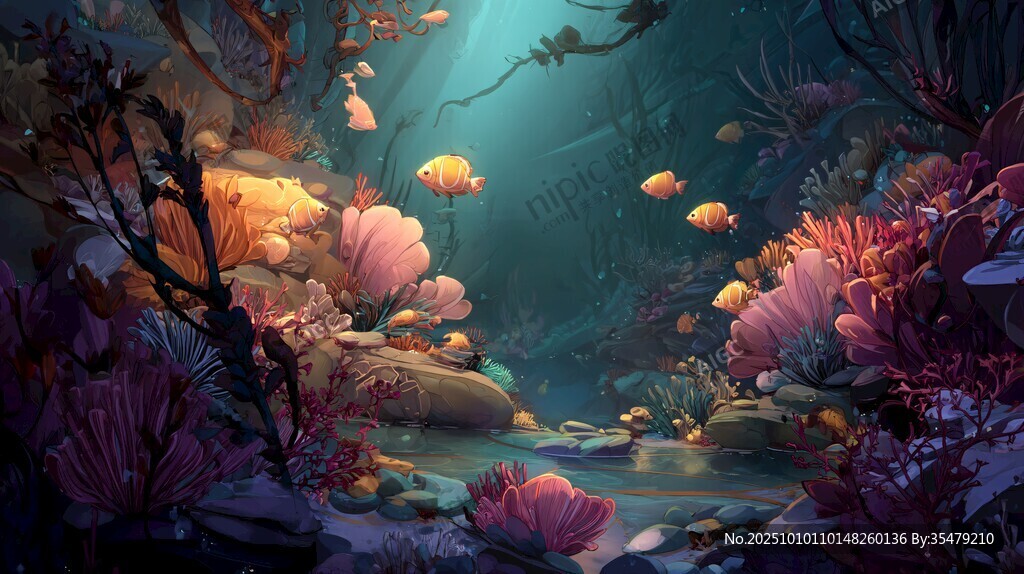 夢幻海底珊瑚與游魚世界