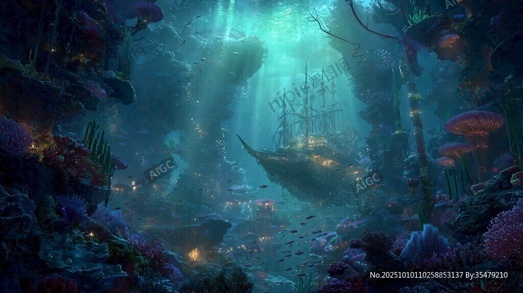 夢幻海底沉船景觀