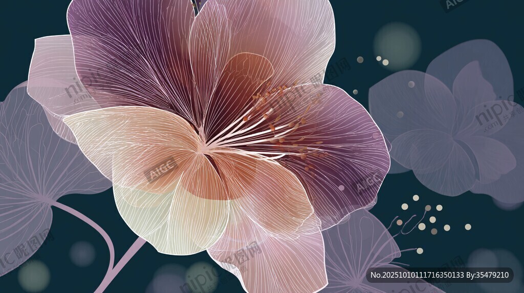 夢(mèng)幻漸變花朵背景插畫