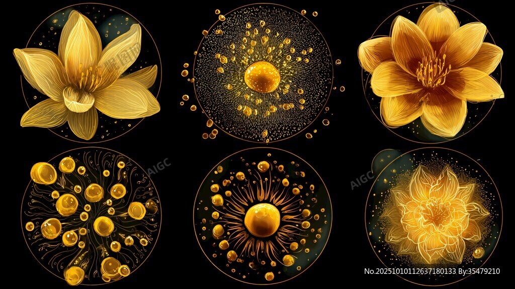 金色夢幻蓮花藝術(shù)圖案集