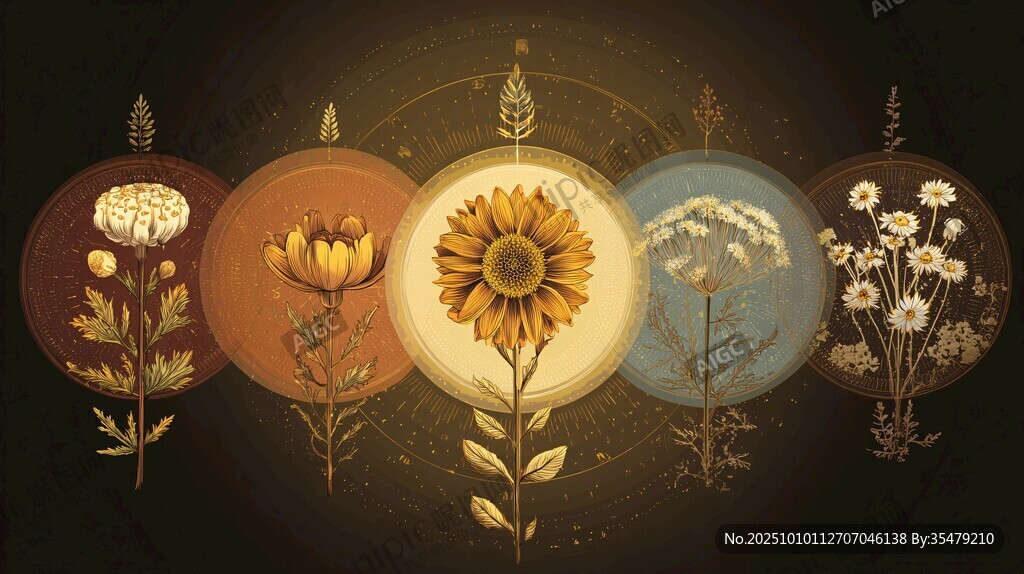 復(fù)古風(fēng)花卉插畫藝術(shù)作品