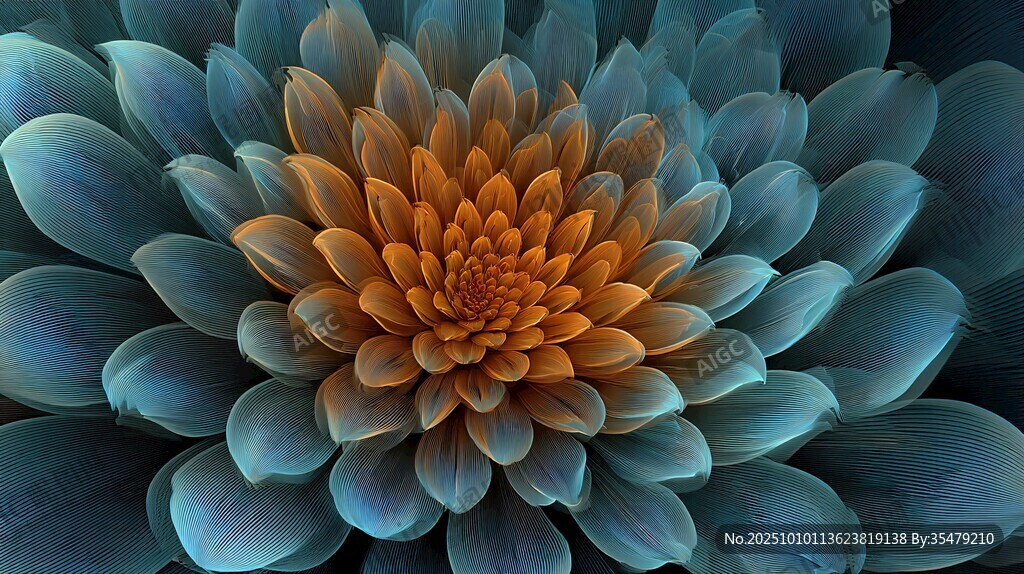 夢幻藍(lán)橙漸變花朵特寫