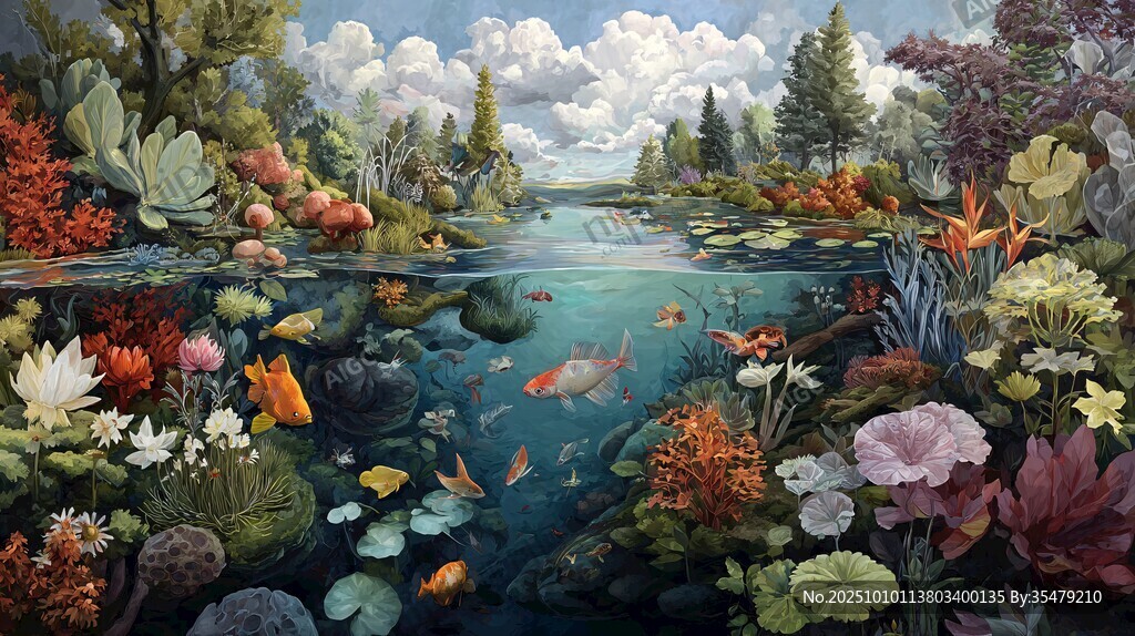 夢(mèng)幻水生植物與游魚(yú)景觀