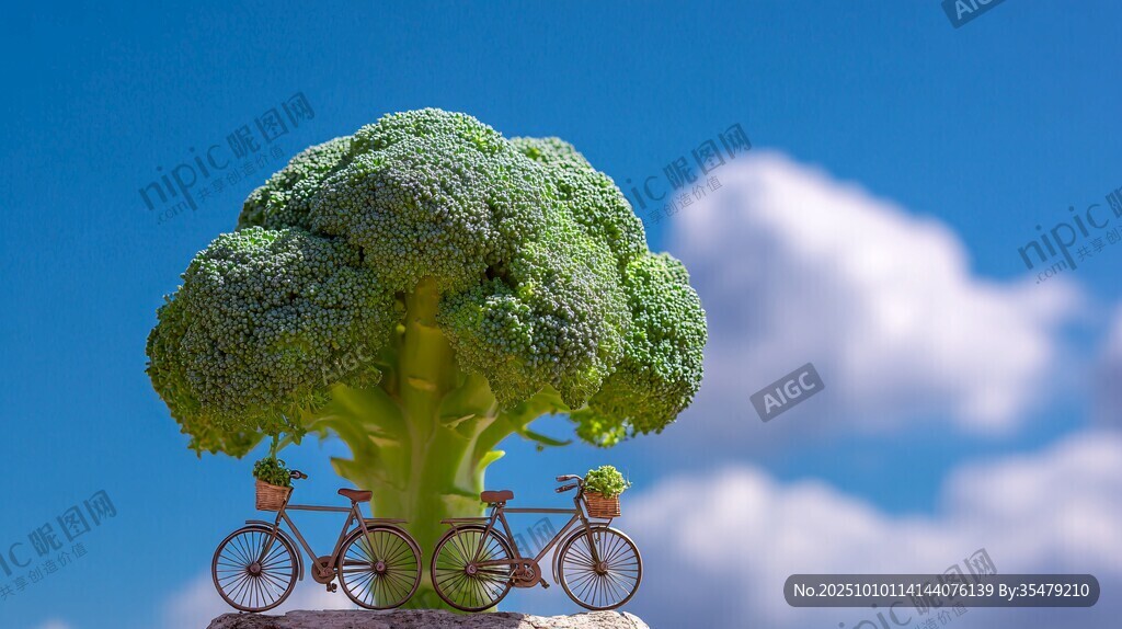 西蘭花樹旁的夢幻自行車