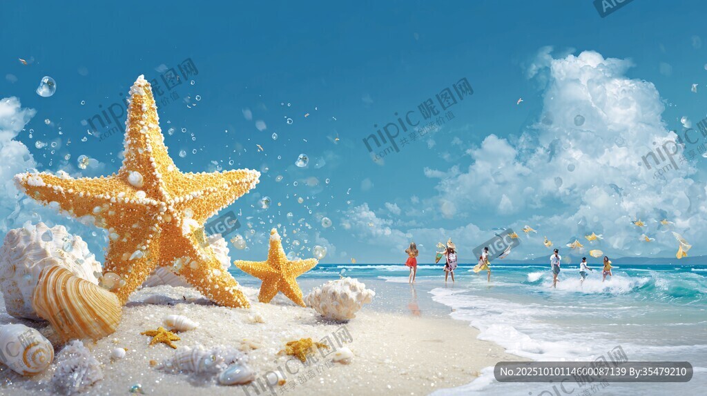夢幻海星沙灘海濱美景