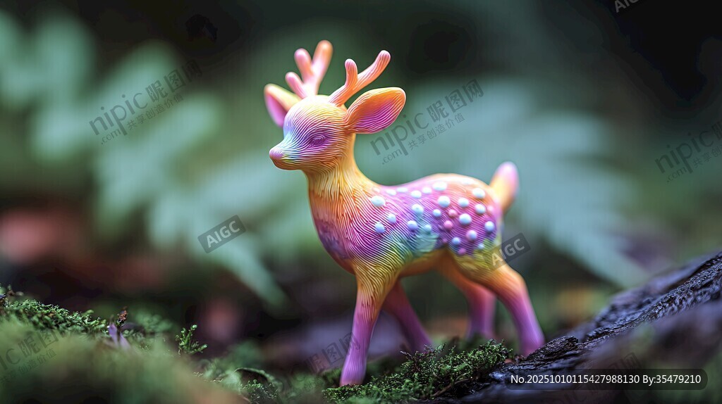 夢(mèng)幻彩鹿立于綠茵之間