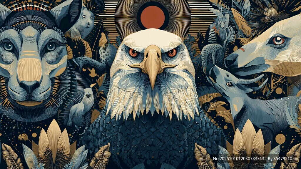 動(dòng)物奇幻插畫 鷹與伙伴們