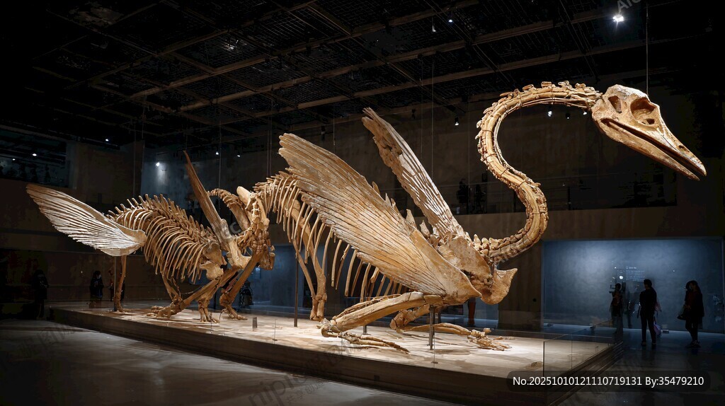 博物館中的巨型鳥類化石展示