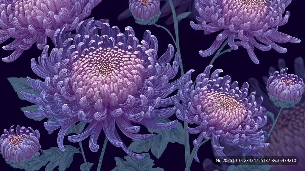 紫色菊花綻放的美麗景象