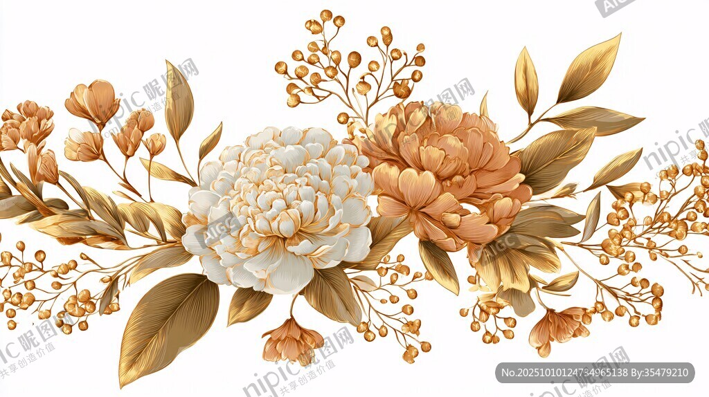 金色花卉裝飾圖案