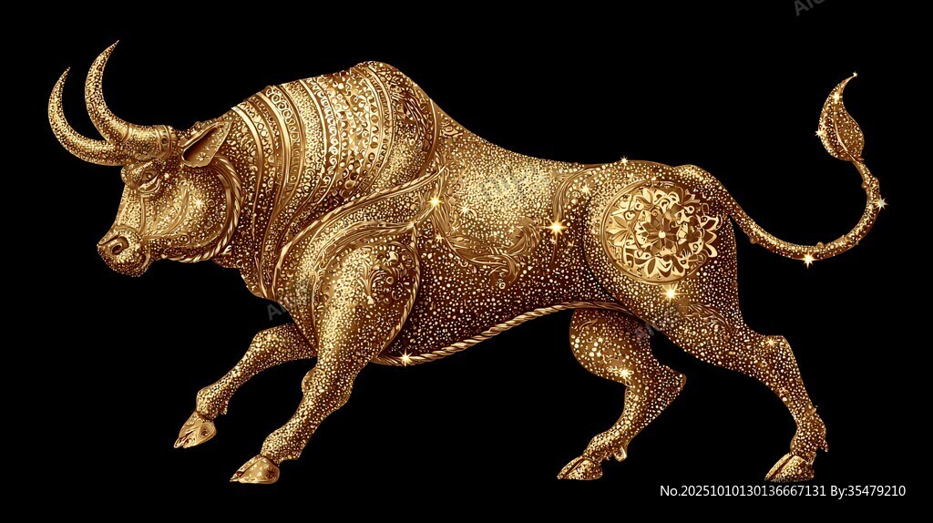 金色奔牛雕塑