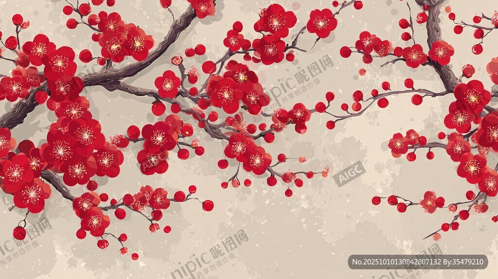 紅梅傲雪圖