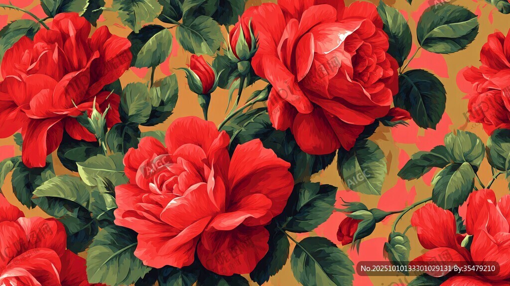 紅玫瑰花卉圖案背景