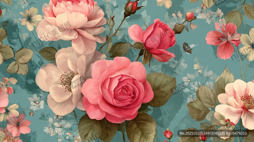 復(fù)古風(fēng)花卉圖案精美壁紙