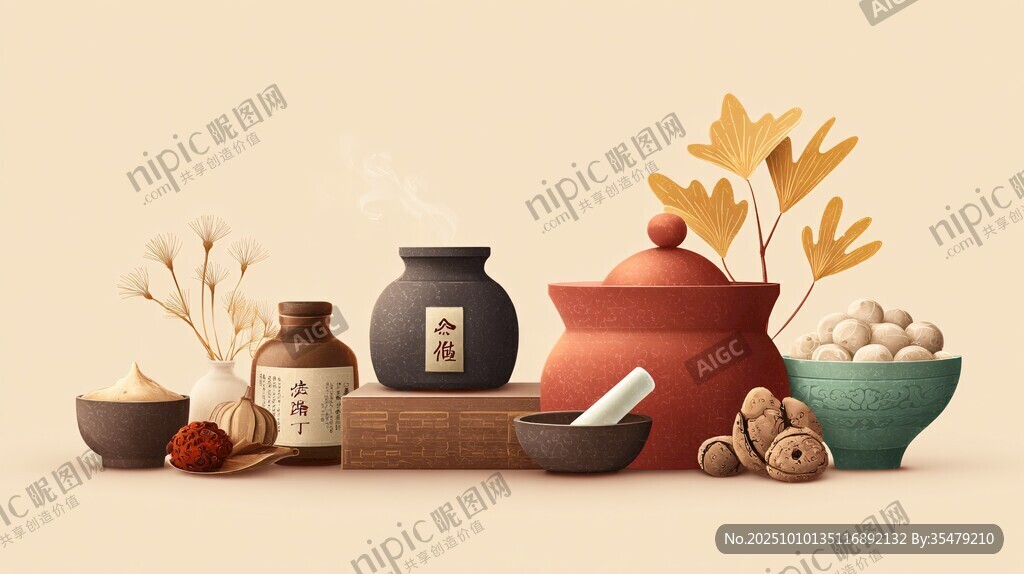 傳統(tǒng)中藥器具與藥材展示