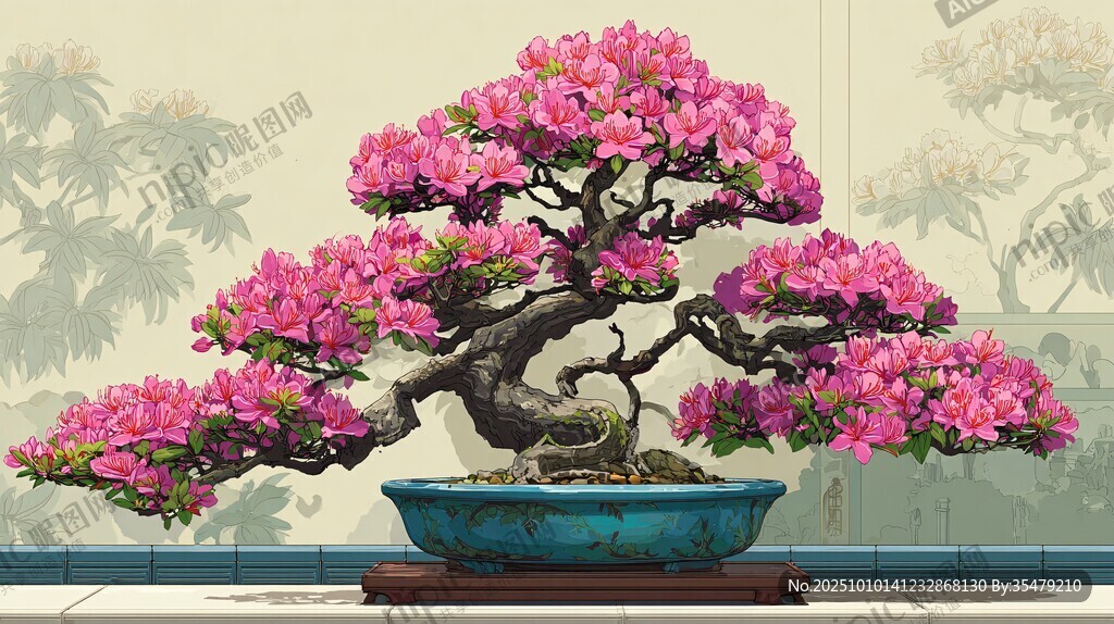 爛漫杜鵑盆景 盡顯雅致