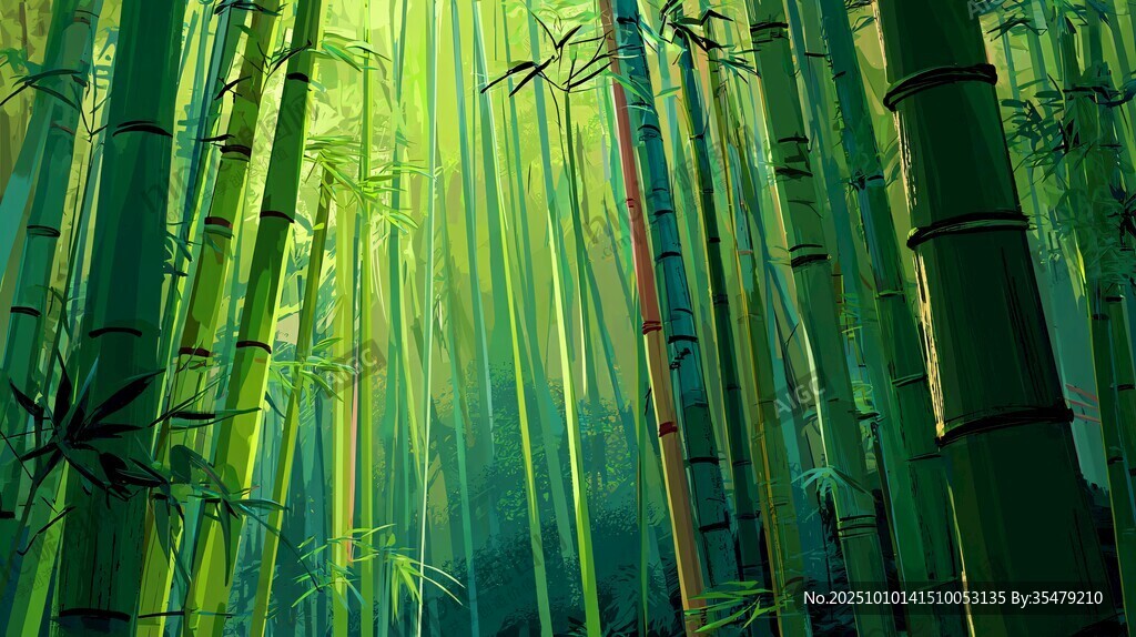夢幻翠綠竹林美景