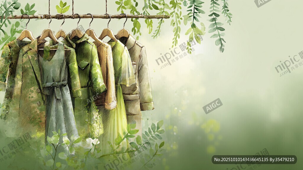 清新綠植間的多彩服飾