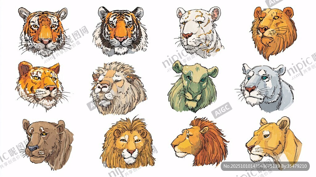 猛獸頭像插畫集合
