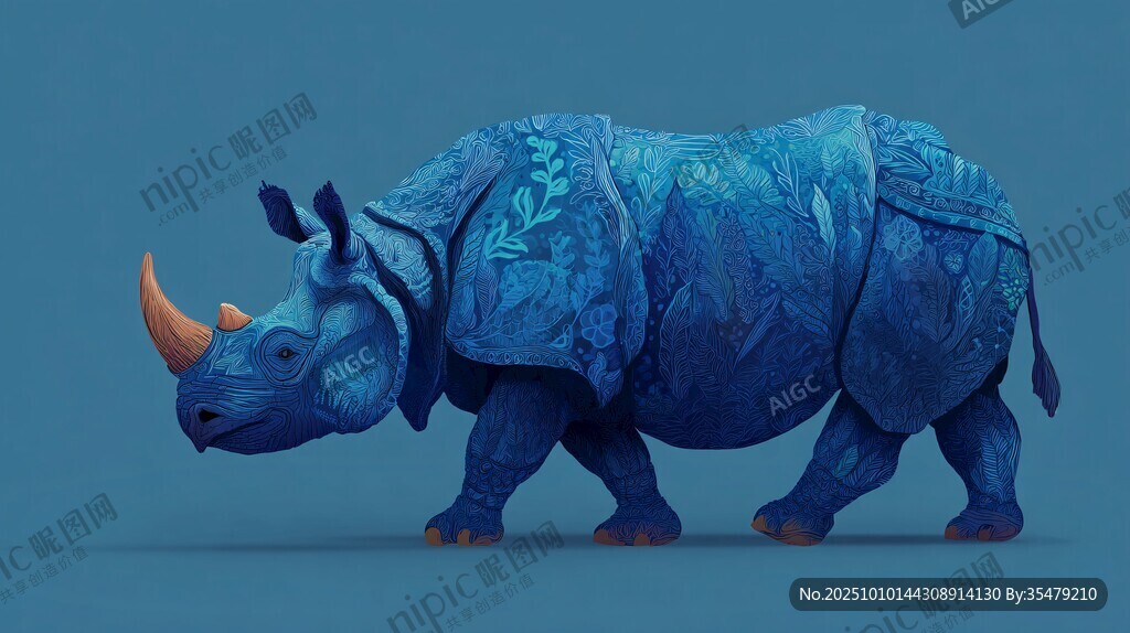 藍色紋理犀牛3D模型