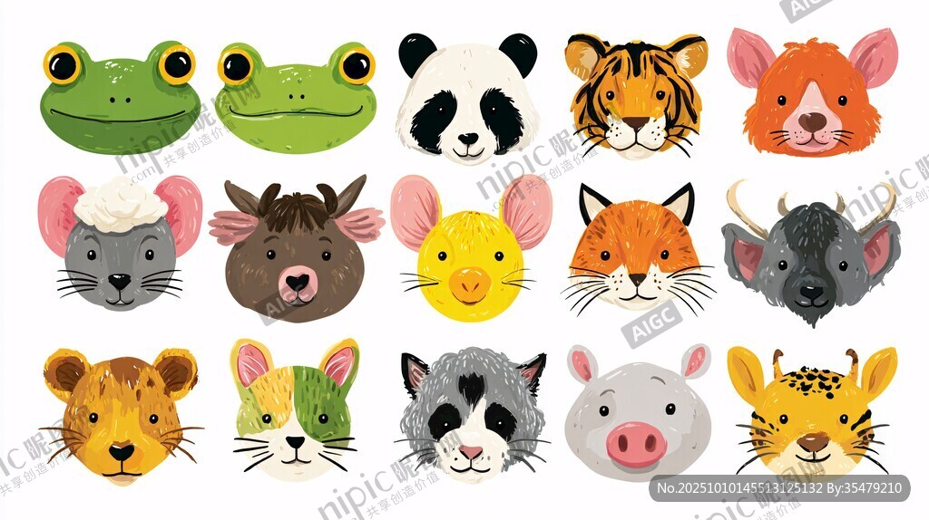 可愛動物頭像插畫集合
