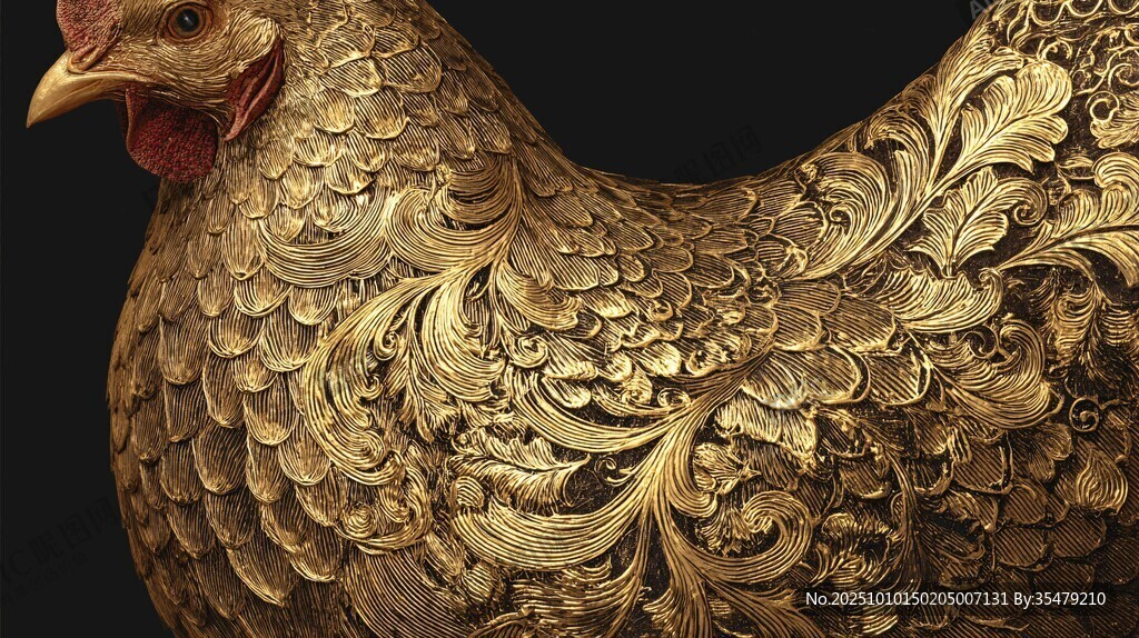 金雕雄雞工藝品