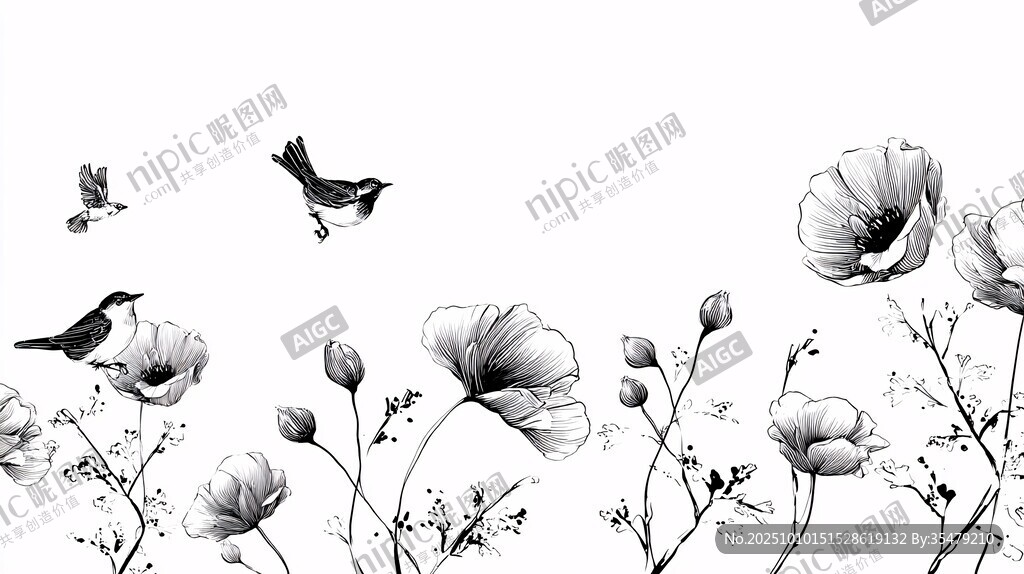 黑白花鳥繪 靈動(dòng)自然風(fēng)