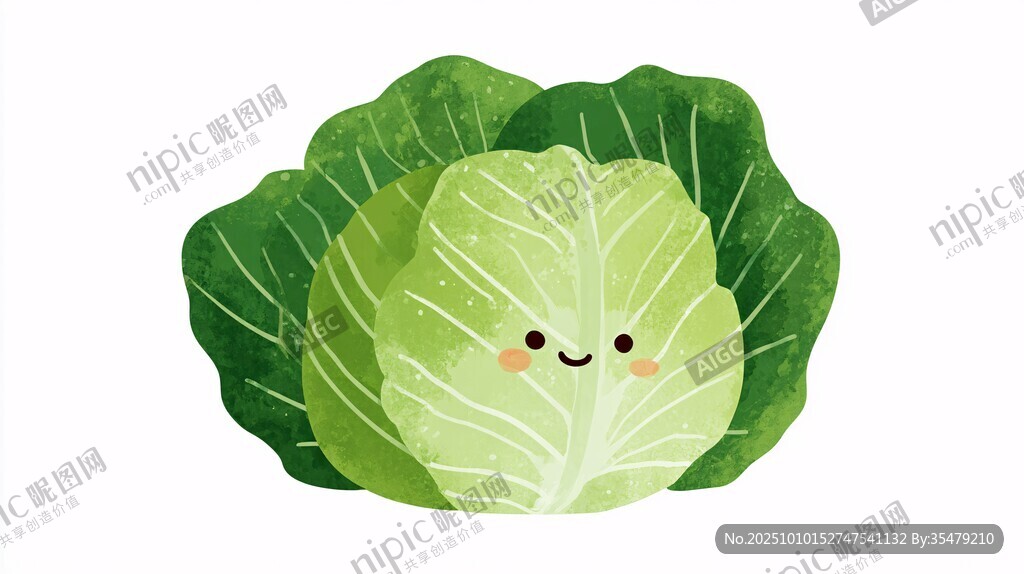 可愛卡通卷心菜插畫
