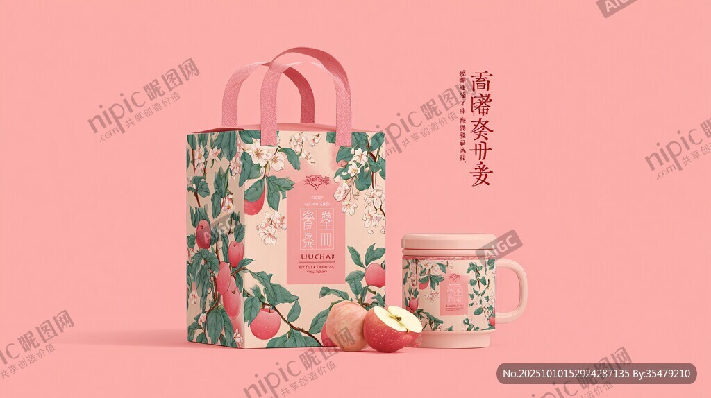 粉色系水果圖案禮品套裝