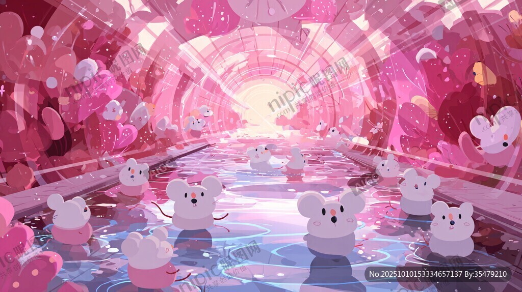 夢幻粉色萌鼠水上奇幻通道