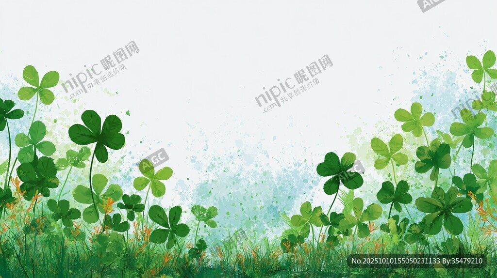 清新三葉草草地背景圖