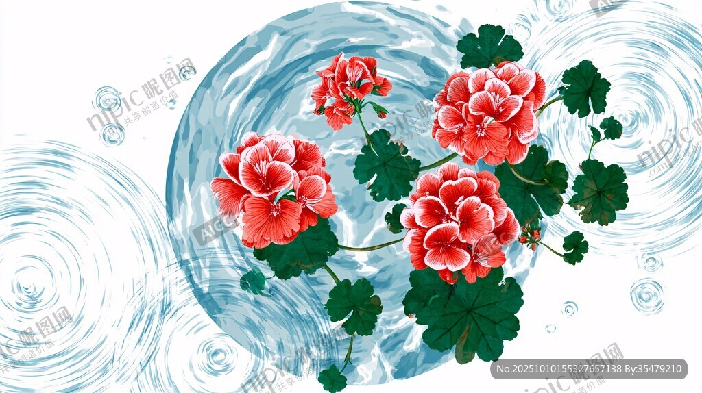 水中綻放的嬌艷天竺葵